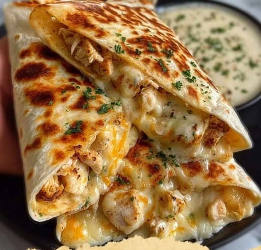 Thumbnail for Cheesy Garlic Chicken Wraps