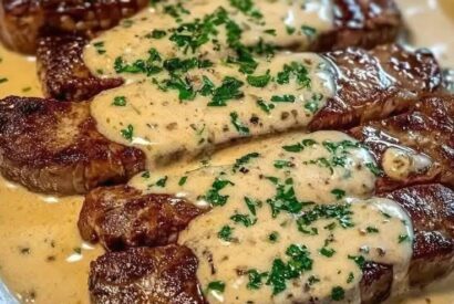 Thumbnail for Juicy Steak with Creamy Garlic Sauce