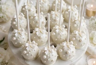 Thumbnail for White Pearl Wedding Cake Pops | Elegant Luxury Bridal Shower Dessert